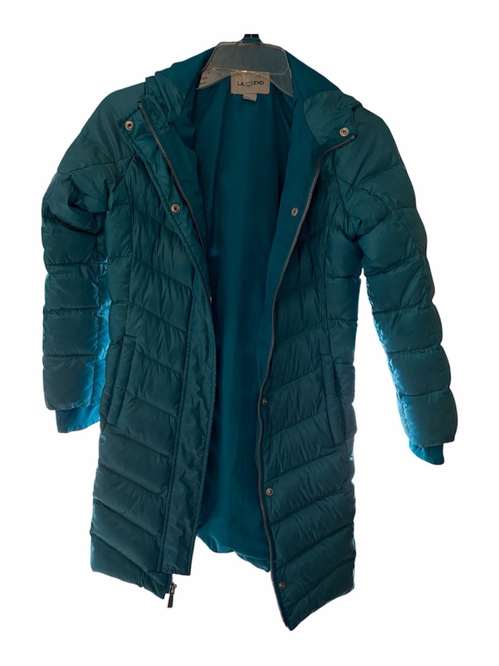Lands' End Girl’s S Small 7 8 Purple Hooded Puffer Parka Jacket Fleece Coat